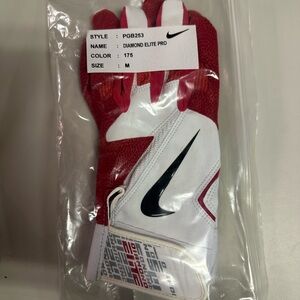 Nike Red and White Diamond Elite Pro Glove- M